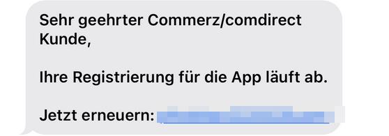 Commerz/Comdirekt Bankkunden SMS