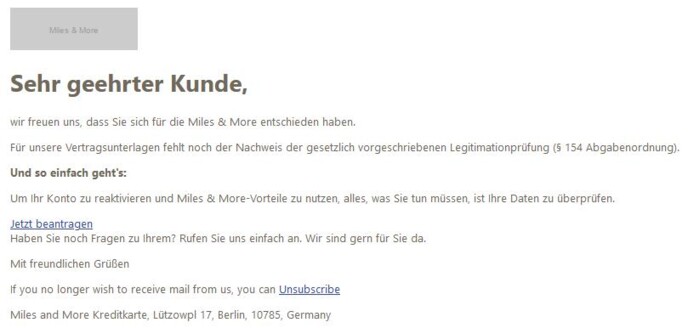 Bestätigen Sie Ihre Legitimation für Miles & More Vorteile.