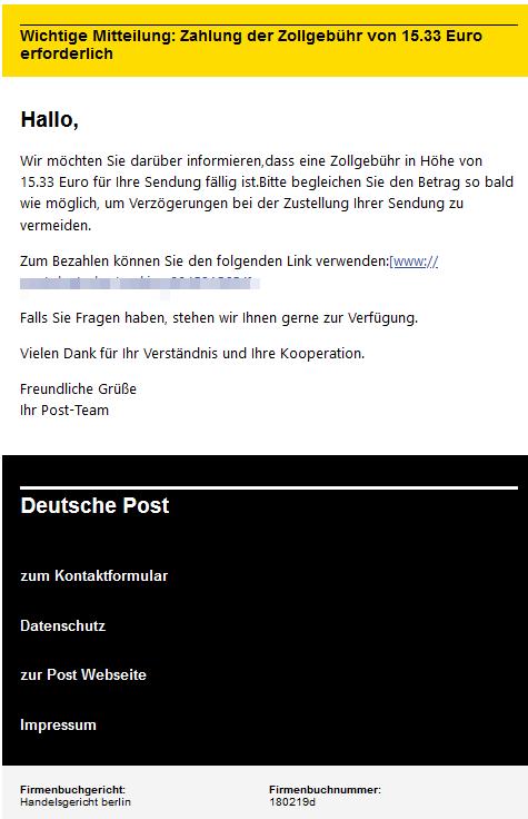 Bitte begleichen Sie den Betrag so bald wie möglich, um Verzögerungen bei der Zustellung Ihrer Sendung zu vermeiden.