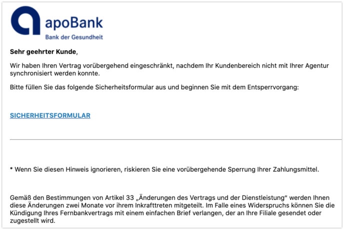 Ihr Vertrag wurde eingeschränkt.