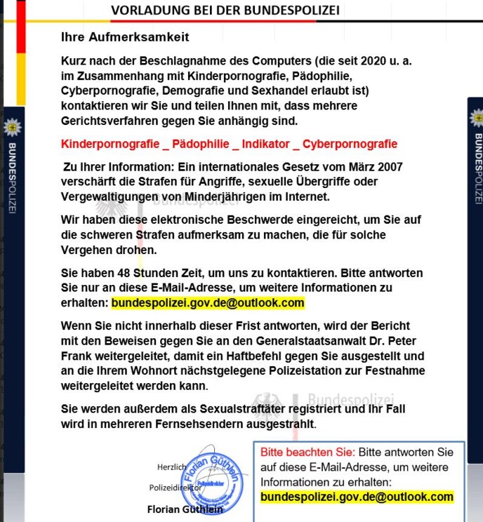 BUNDESPOLIZEI___VORLADUNG BEI DER BUNDESPOLIZEI