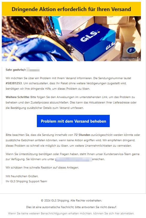Wir möchten Sie über ein Problem mit Ihrem Versand informieren.