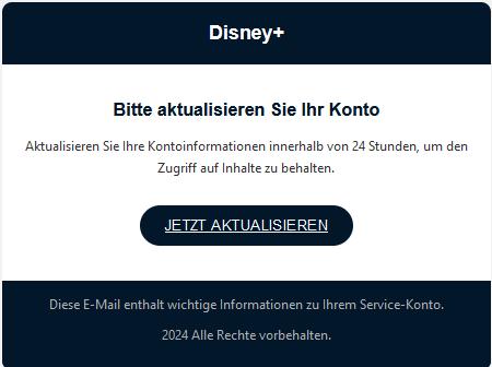 Aktualisieren Sie Ihre Kontoinformationen innerhalb von 24 Stunden.