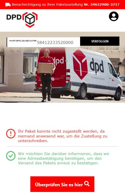 Ihr Paket konnte nicht zugestellt werden