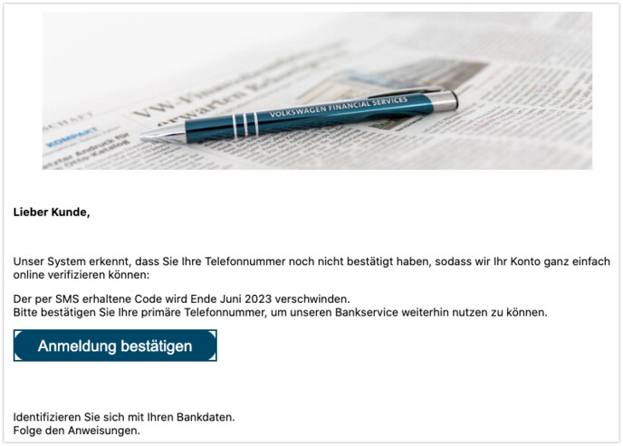 Auch hier ist Ihre Telefonnummer angeblich nicht bestätigt.