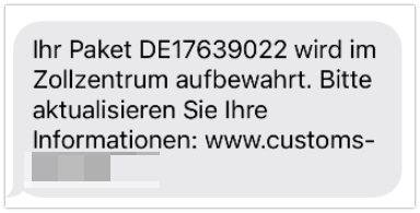 Ihr Paket wird im Zollzentrum aufbewahrt.
