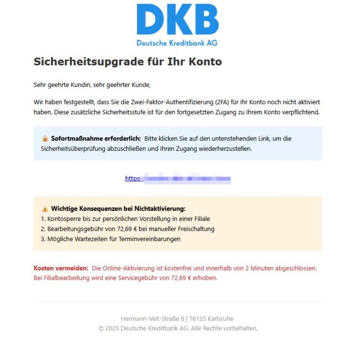 Handeln erforderlich: Bestätigen Sie dringend Ihre 2-Faktor-Authentifizierungsdaten.