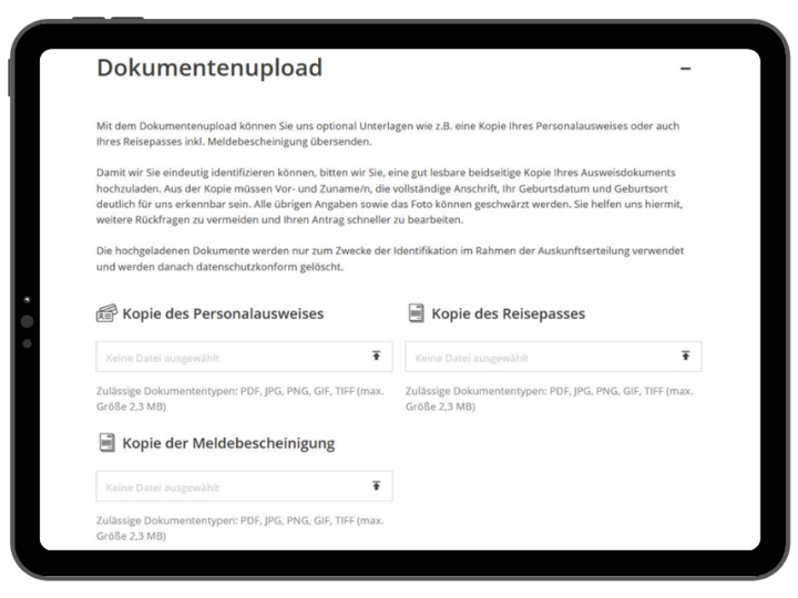 Schufa-Auskunft beantragen.