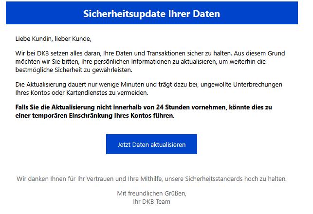 Die Aktualisierung dauert nur wenige Minuten und trägt dazu bei, ungewollte Unterbrechungen Ihres Kontos oder Kartendienstes zu vermeiden.