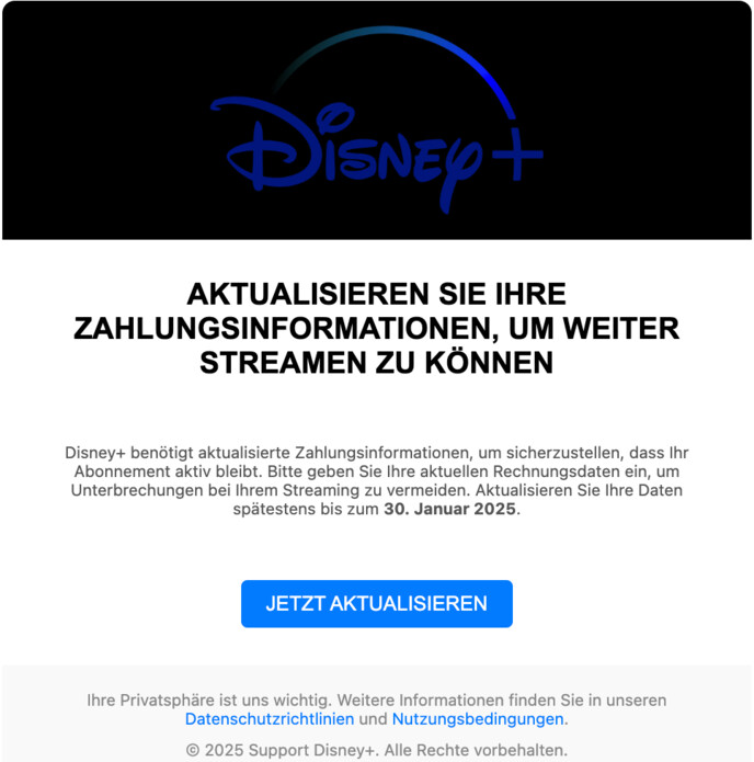 Sie sollen Ihre Zahlungsinformationen bearbeiten.