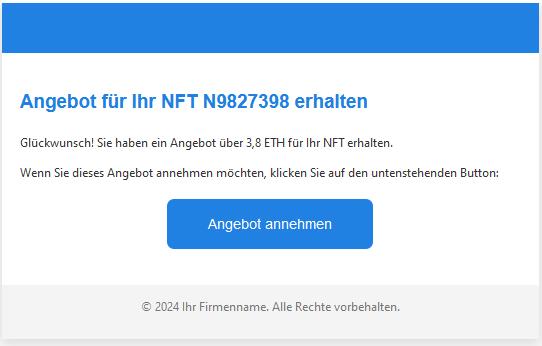 Sie haben ein Angebot für Ihr NFT N9827398: 3,8 ETH erhalten