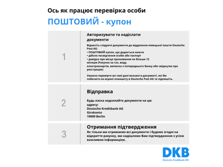 Postident Coupon DKB Girokonto auf ukrainisch