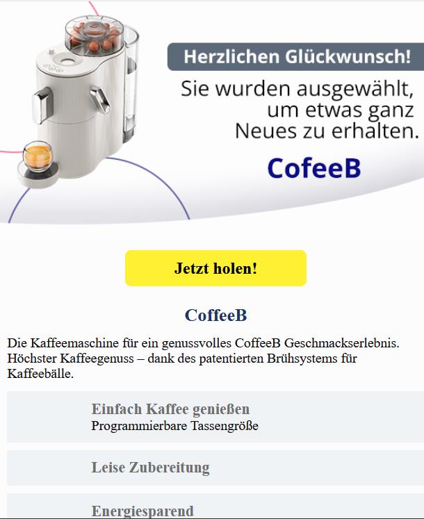 Kaffemaschiene gewonnen