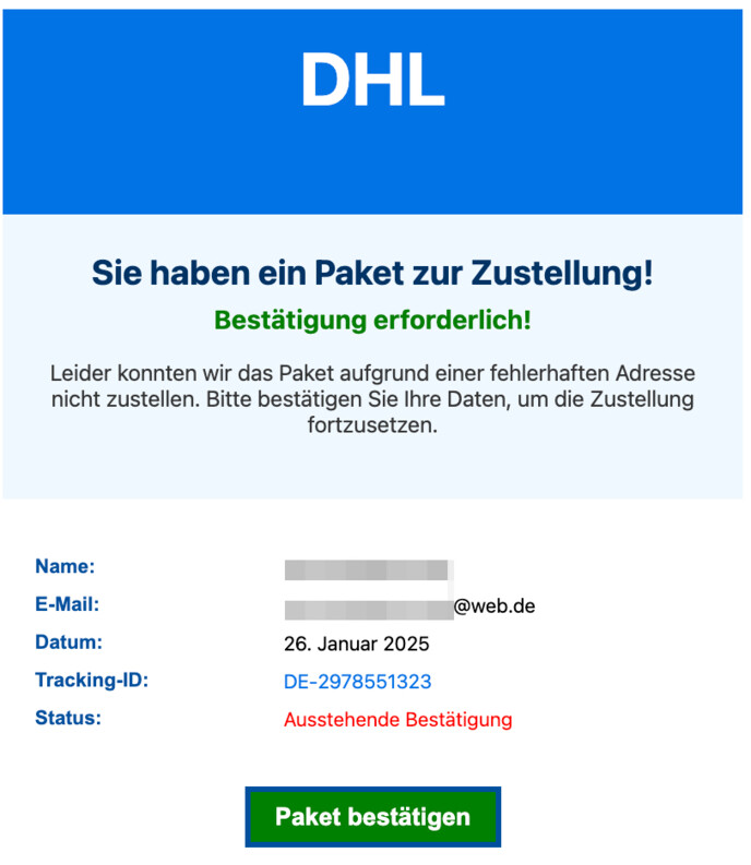 Sie sollen Ihre Daten überprüfen.