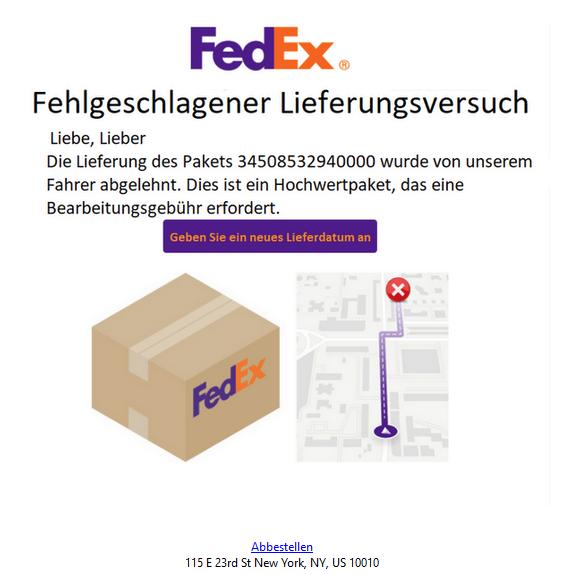 Fehgeschlagener Lieferversuch