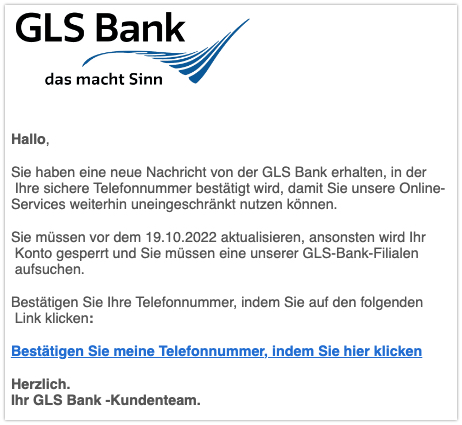 Sie sollen Ihre sichere Telefonnummer bestätigen.