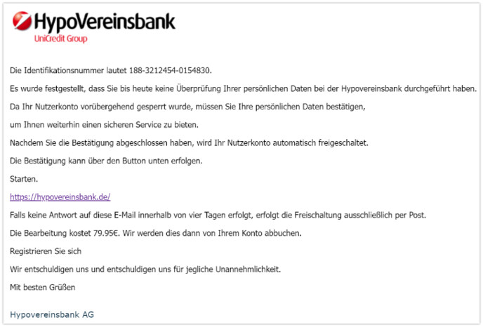 Sie sollen Ihre persönlichen Daten überprüfen.