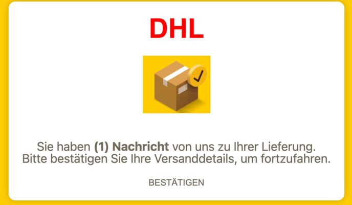 Sie sollen Ihre Versanddetails bestätigen.