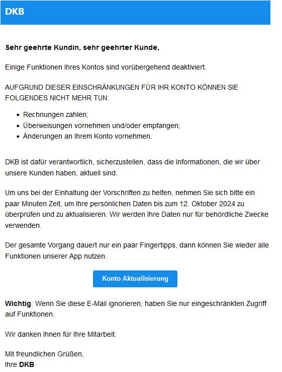 Einige Funktionen Ihres Kontos sind vorübergehend deaktiviert.
