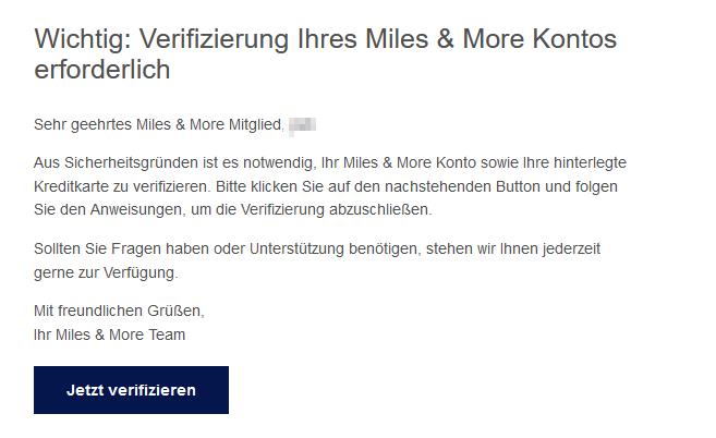  Wichtige Information: Bestätigen Sie Ihr Miles & More Konto jetzt 