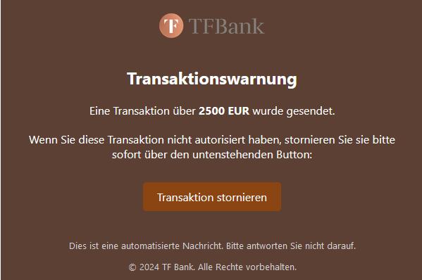 Transaktion stornieren.