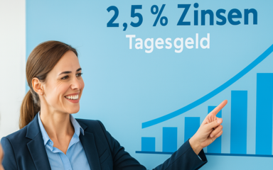 Das Business-Konto der Postbank bietet 2,5 % Zinsen.