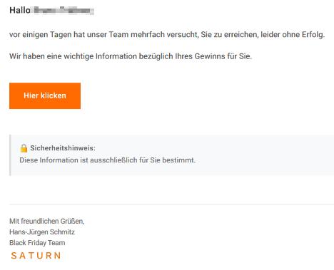 Wir haben eine wichtige Information bezüglichIhres Gewinns 