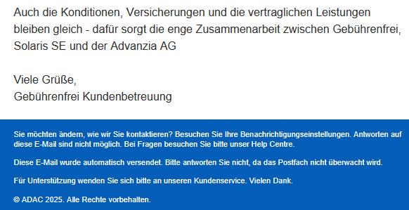 Wechsel des Bankpartners.