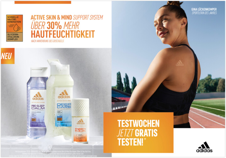 Sie können adidas Active Skin & Mind Produkte testen.