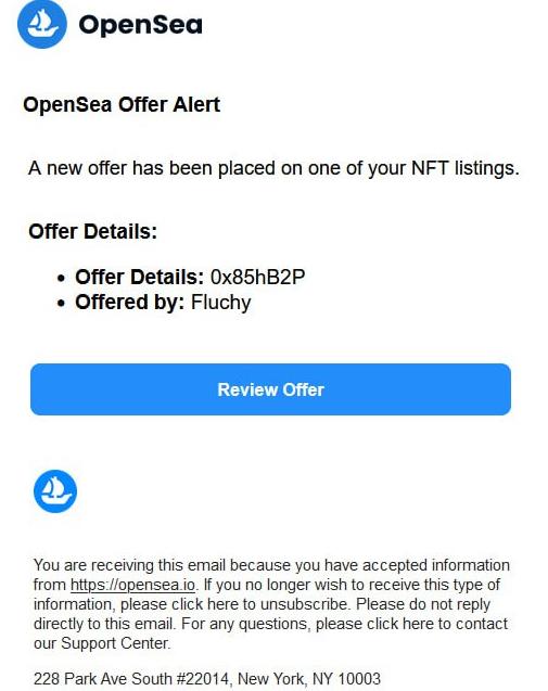 A new offer has been placed on one of your NFT listings.