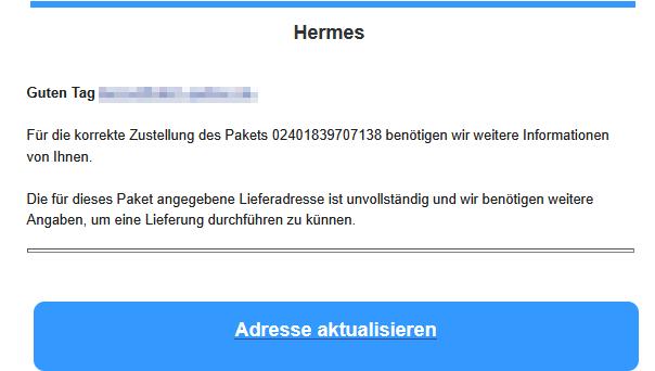Für die korrekte Zustellung des Pakets 02401839707138 benötigen wir weitere Informationen von Ihnen.

