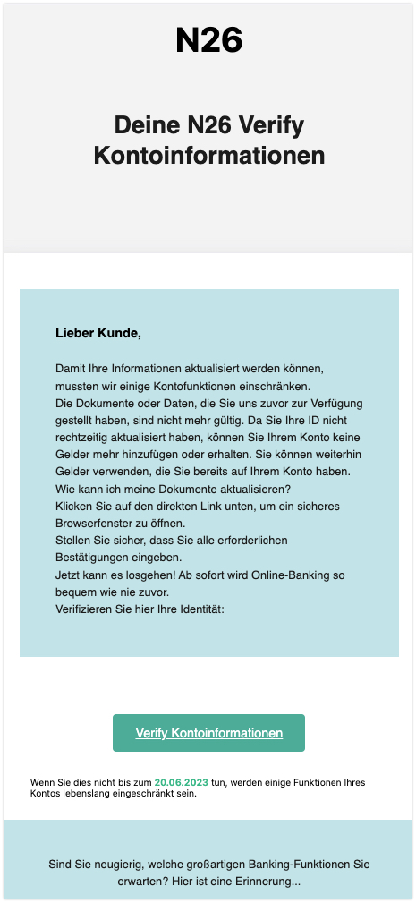 Sie sollen Ihr Konto verifizieren.