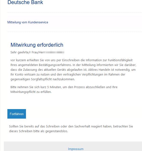Sie müssen die Funktionsfähigkeit Ihres Bestätigungsverfahren fortfahren.