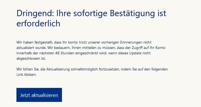 Dringend: Ihre sofortige Bestätigung ist erforderlich
