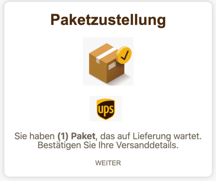 Sie sollen Ihre Versanddetails bestätigen.