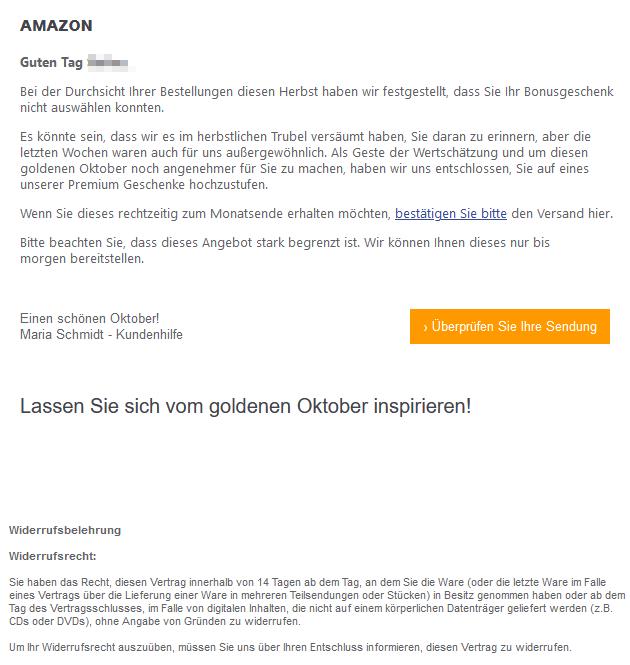 Bei der Durchsicht Ihrer Bestellungen diesen Herbst haben wir festgestellt, dass Sie Ihr Bonusgeschenk nicht auswählen konnten.