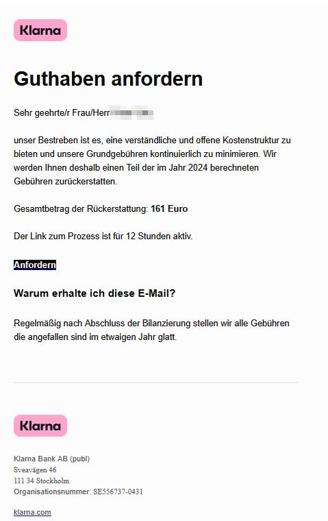 Guthaben anfordern.