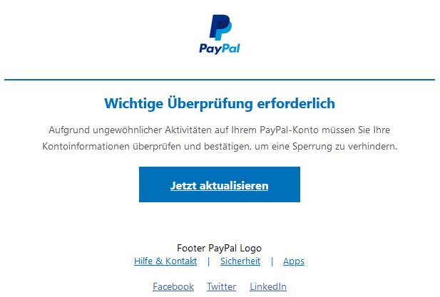 PayPal-Kundenbetreuung/Wichtiger Hinweis zur Sicherheit Ihres PayPal-Kontos-