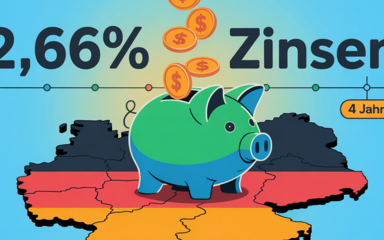 Festgeld mit 4 Jahren Laufzeit und 2,66 % Zinsen aus Deutschland.