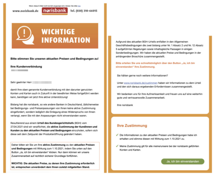 So sieht die E-Mail der Norisbank aus.