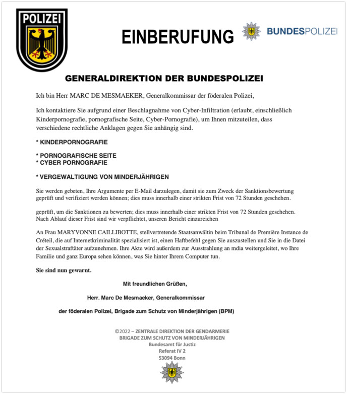 Einberufung oder Anklage?