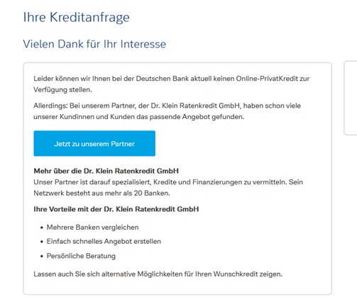 Absage Deutsche Bank