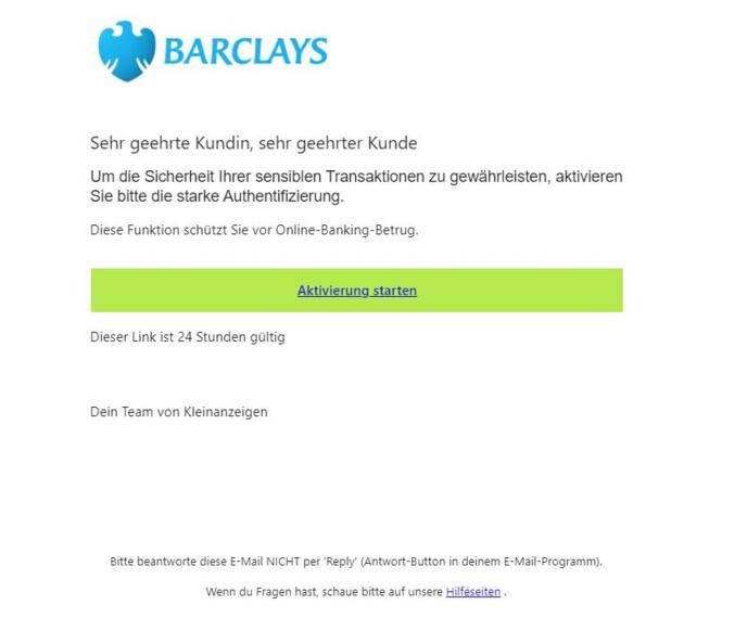  Wichtige Nachricht zu Ihrem Barclays-Konto