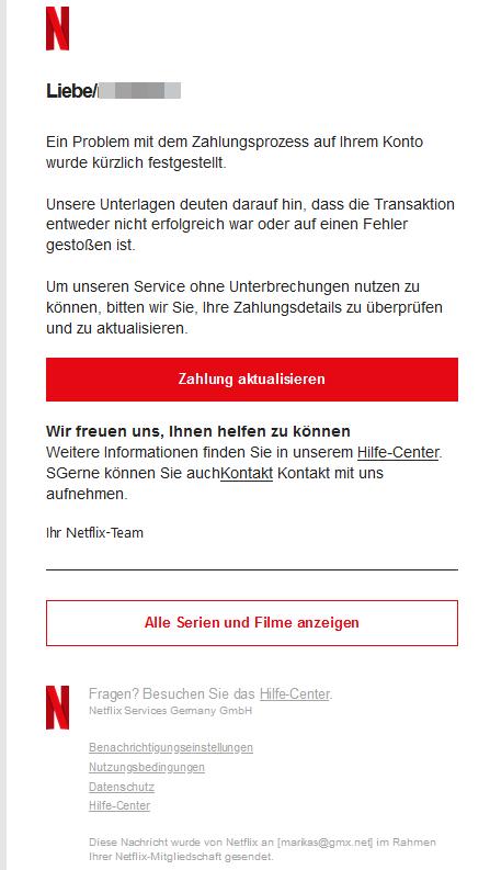 Um unseren Service ohne Unterbrechungen nutzen zu können, bitten wir Sie, Ihre Zahlungsdetails zu überprüfen und zu aktualisieren.