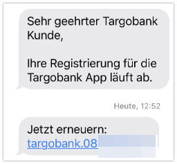 Die Registrierung für die Targobank App läuft ab.