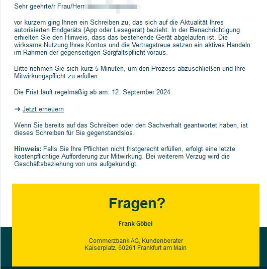 Fristsache - Nachricht Kundenservice - Auftragsnummer:J7E4FM 