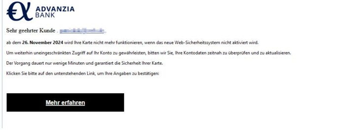 Um weiterhin uneingeschränkten Zugriff auf Ihr Konto zu gewährleisten, bitten wir Sie, Ihre Kontodaten zeitnah zu überprüfen und zu aktualisieren.