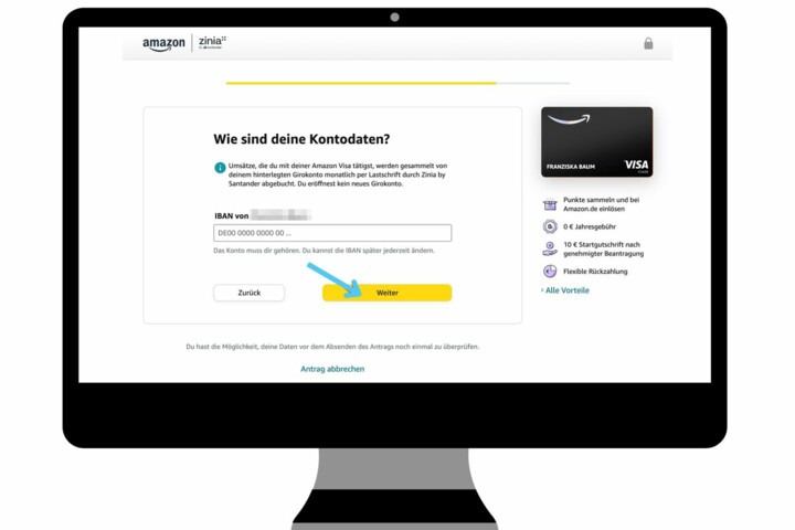 Kontodaten eingeben.