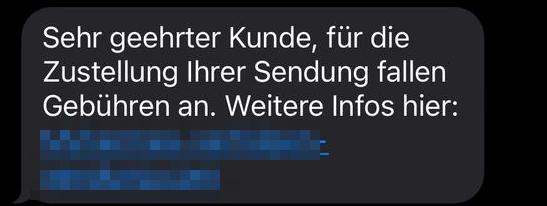 Für die Zustellung Ihrer Sendung fallen Gebühren an.
