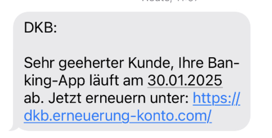 Sie sollen Ihre Banking-App erneuern.
